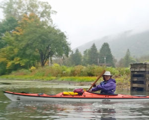 Nancy Donny, paddling her kayak